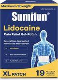 Sumifun XL 4% Lidocaine Gel-Patches, Maximum OTC Strength, 19 Count | Extra Large 4.72"x7.87" for Full Back, Shoulder & Large Areas, Numbs Pain Away, No Scent & Non-Greasy