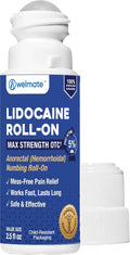WELMATE - 5% Lidocaine Roll-On (74ml Value Size) - No Mess Targeted Relief - Topical Anesthetic - Hemorrhoid Relief - Aloe Vera - Fast Acting & Long Lasting - Over-the-Counter Medication - First Aid